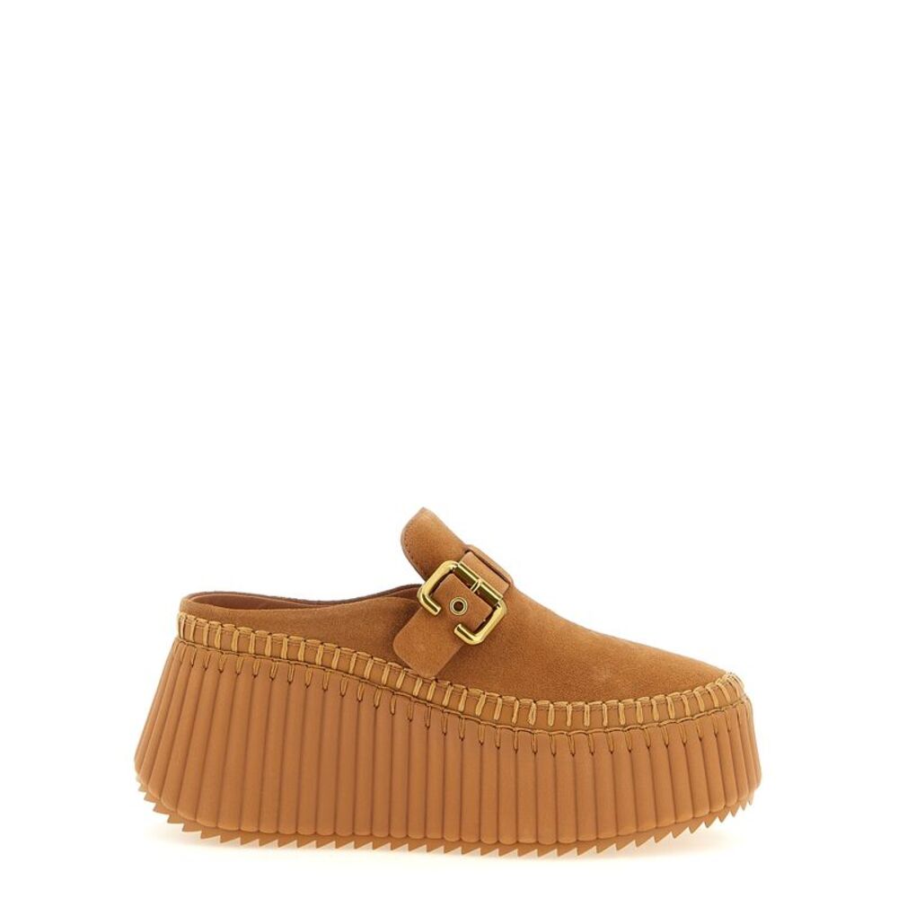 Chloé Beige Calfskin Wedge Women's Sandals